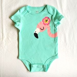 NEW rococo aqua flamingo short sleeve bodysuit diaper shirt 6 months baby girl